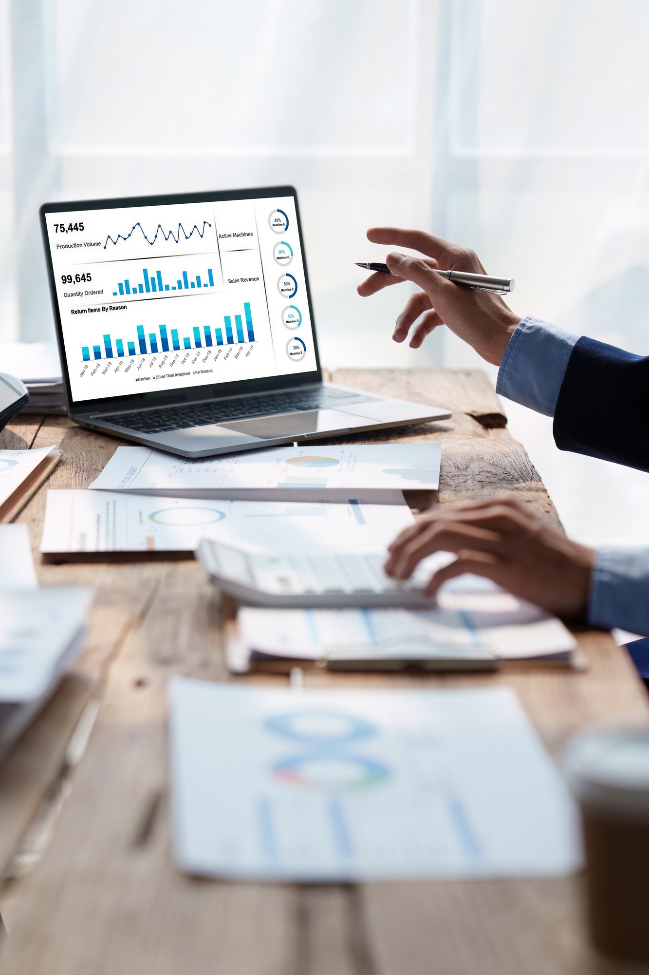 Close up Accountant man working with calculator and do document, tax, exchange, accounting and